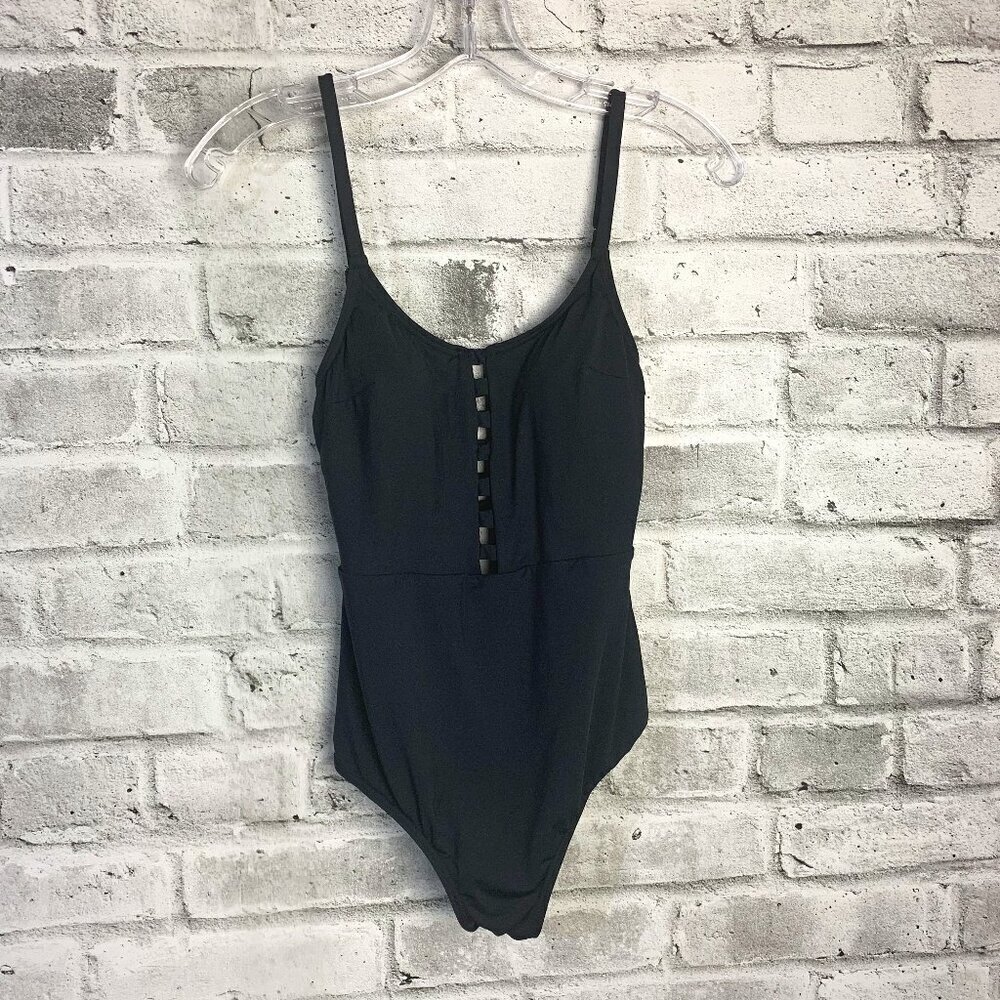 BCBGeneration Black Cut Out Scoop Neck One Piece Swimsuit